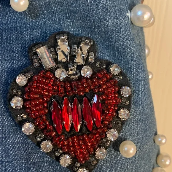 Cristina brand jeans pearl and rhinestone embellishments Embellished Blue Jeans - Picture 4 of 14